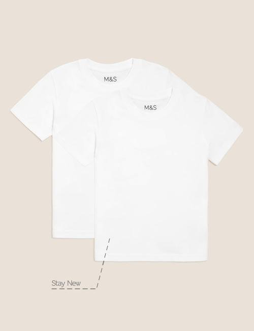 Beyaz Saf Pamuklu 2'li Yuvarlak Yaka T-Shirt (2-16 Yaş)