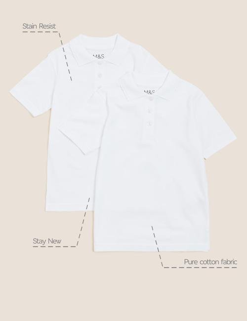 Beyaz Saf Pamuklu 2'li Polo Yaka T-Shirt (2-16 Yaş)