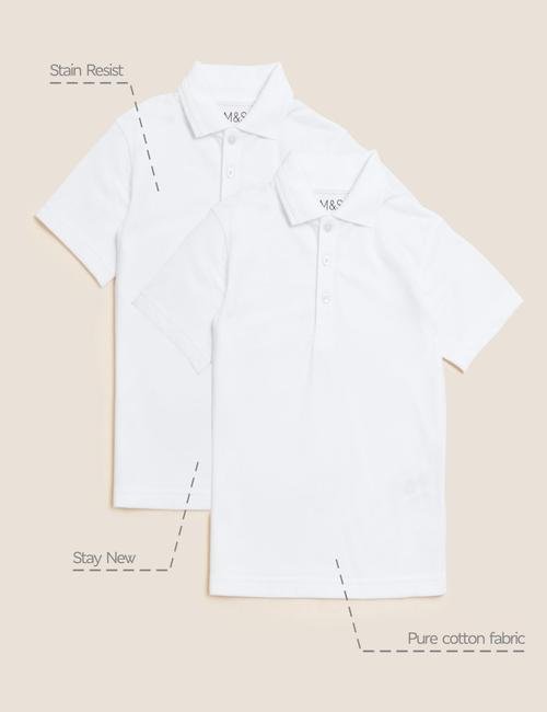 Beyaz Saf Pamuklu 2'li Polo Yaka T-Shirt (2-16 Yaş)