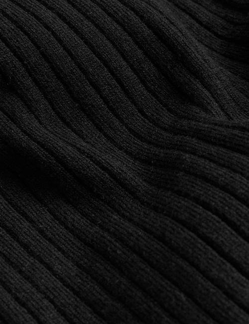 Siyah Fitil Detaylı Kısa Kollu Örme Bluz