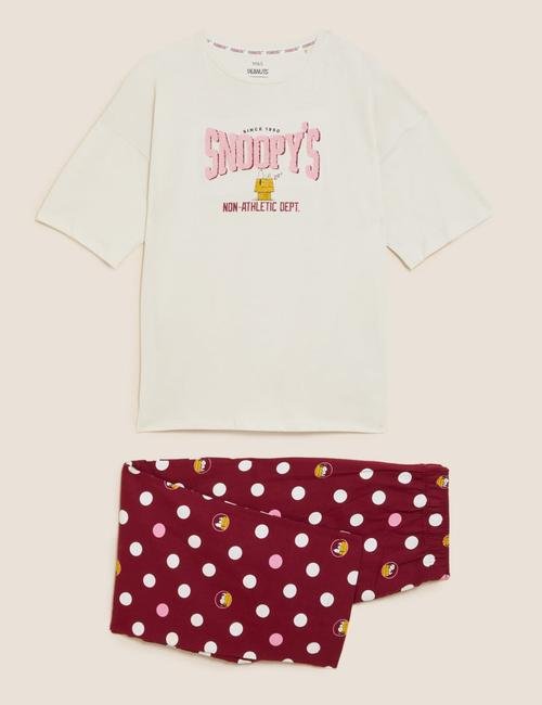Bej Saf Pamuklu Snoopy™ Pijama Takımı