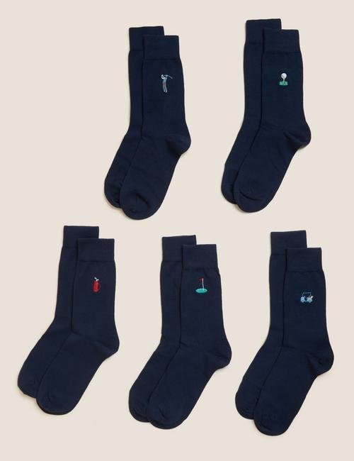 Lacivert 5'li Cool & Fresh™ İşleme Detaylı Çorap Seti