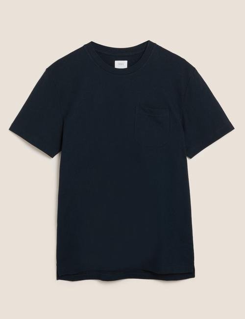 Lacivert Kısa Kollu Pamuklu T-Shirt