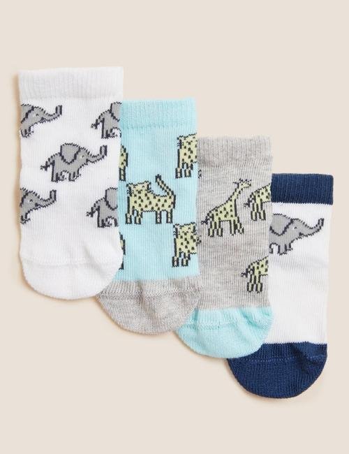 Multi Renk 4'lü Hayvan Desenli Çorap (0-3 Yaş)