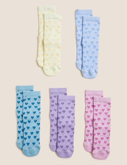 Multi Renk 5'li Kalp Desenli Çorap