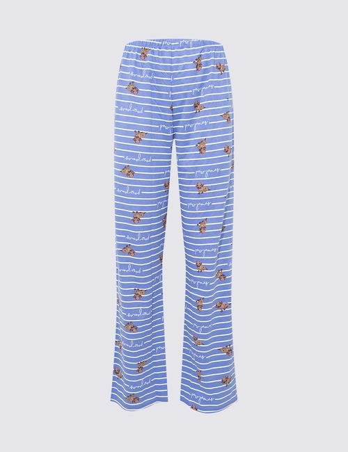 Mavi Saf Pamuklu Kısa Kollu Pijama Takımı