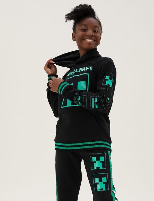 Siyah Minecraft™ Kapüşonlu Sweatshirt