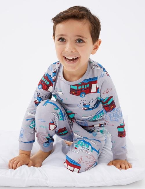 Mavi Saf Pamuklu 2'li Pijama Takımı (1-7 Yaş)
