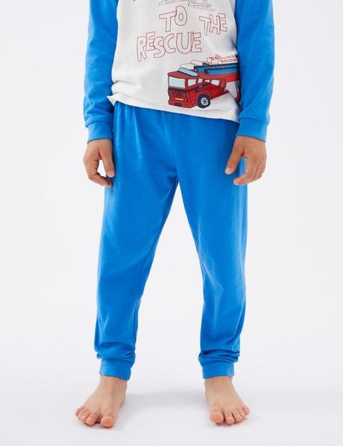 Mavi Saf Pamuklu 2'li Pijama Takımı (1-7 Yaş)