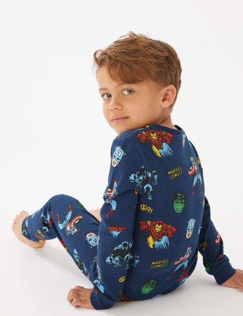 Lacivert Marvel™ Uzun Kollu Pijama Takımı (3-12 Yaş)