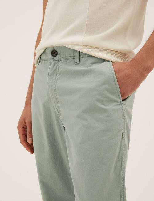 Yeşil Regular Fit Pamuklu Chino Pantolon