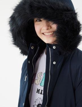 Kız Çocuk Lacivert Stormwear™ Kapüşonlu Mont (6-16 Yaş)