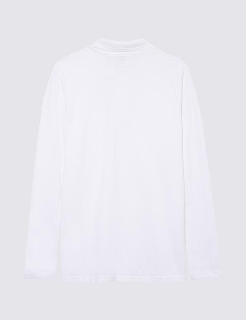 Beyaz 2'li Uzun Kollu Polo Yaka T-Shirt