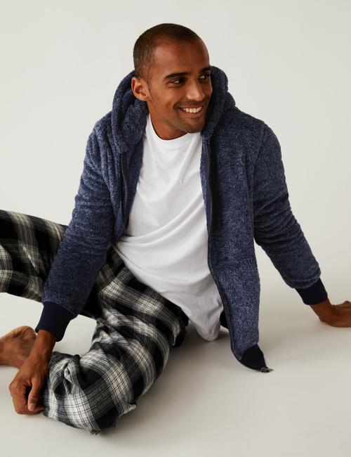 Mavi Yumuşak Dokulu Polar Pijama Üstü
