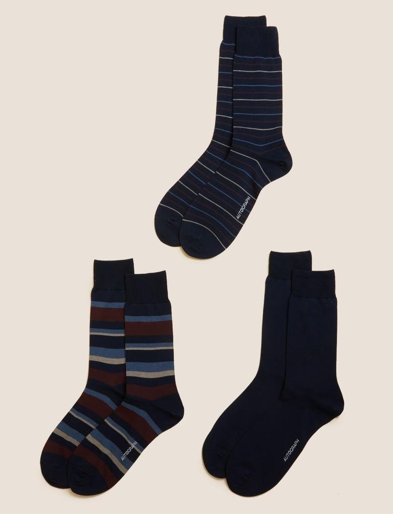 Erkek Multi Renk 3'lü Yumuşak Dokulu Çorap Seti