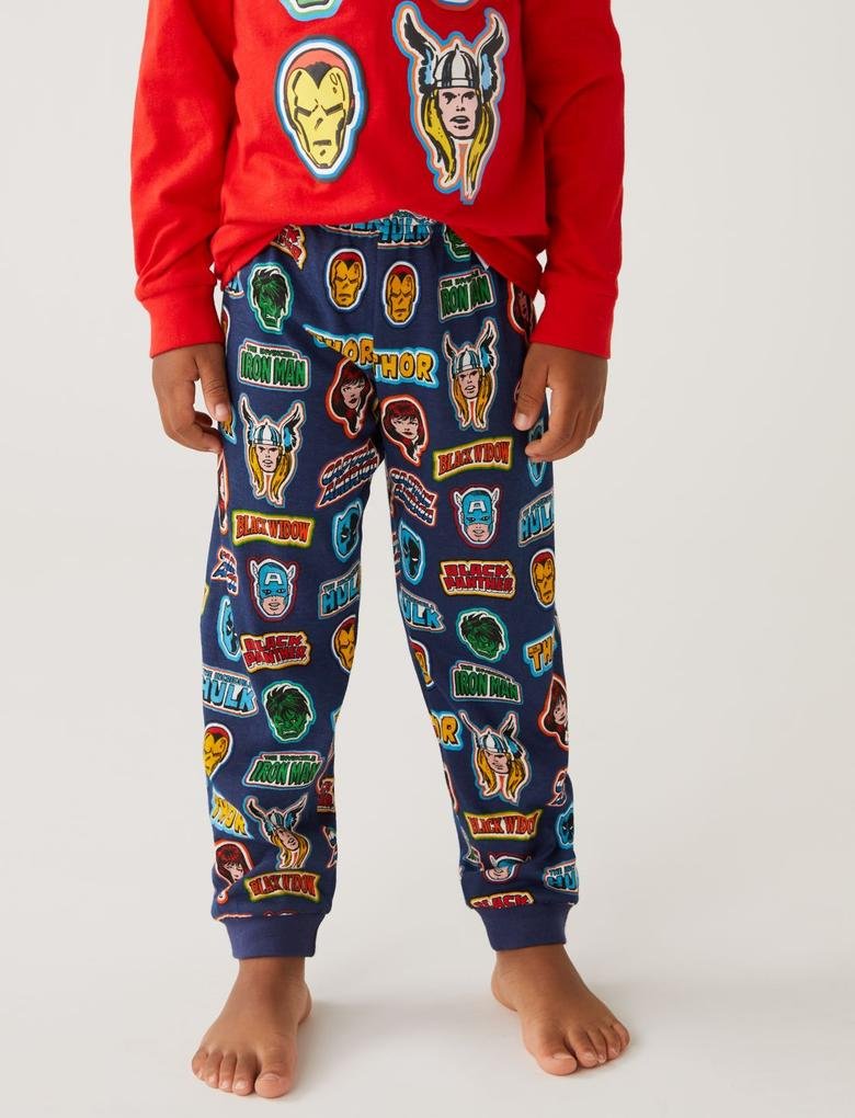 Çocuk Kırmızı Saf Pamuklu Avengers™ Pijama Takımı (3-12 Yaş)