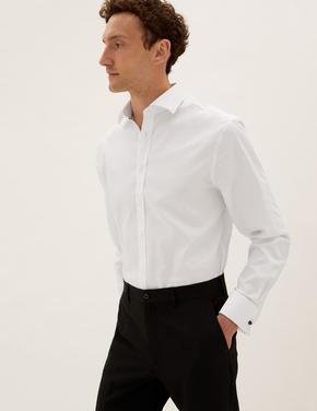 Erkek Beyaz Saf Pamuklu Regular Fit Gömlek