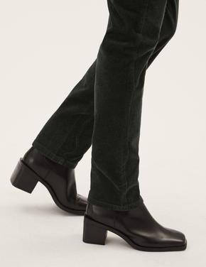 Kadın Yeşil Straight Leg Kadife Pantolon