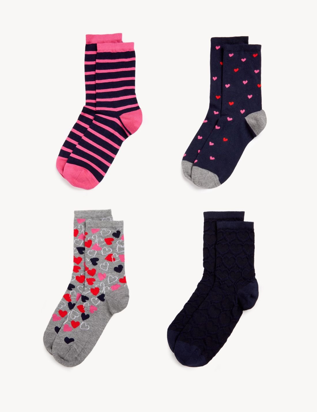 4'lü Kalp Desenli Sumptuously Soft™ Çorap Seti
