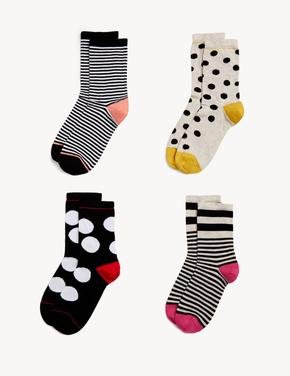 Kadın Siyah 4'lü Desenli Sumptuously Soft™ Çorap Seti