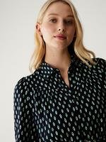 Kadın Lacivert Uzun Kollu Mini Gömlek Elbise