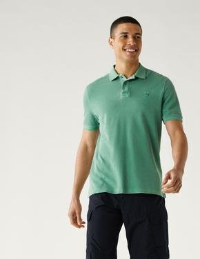 Erkek Yeşil Saf Pamuklu Polo Yaka T-Shirt
