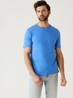 Erkek Mavi Saf Pamuklu Kısa Kollu T-Shirt