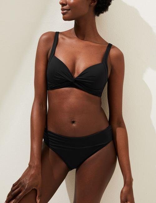 Siyah Regular Fit Desenli Bikini Altı