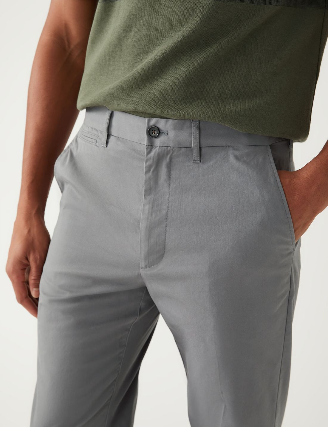Regular Fit Hafif Dokulu Chino Pantolon