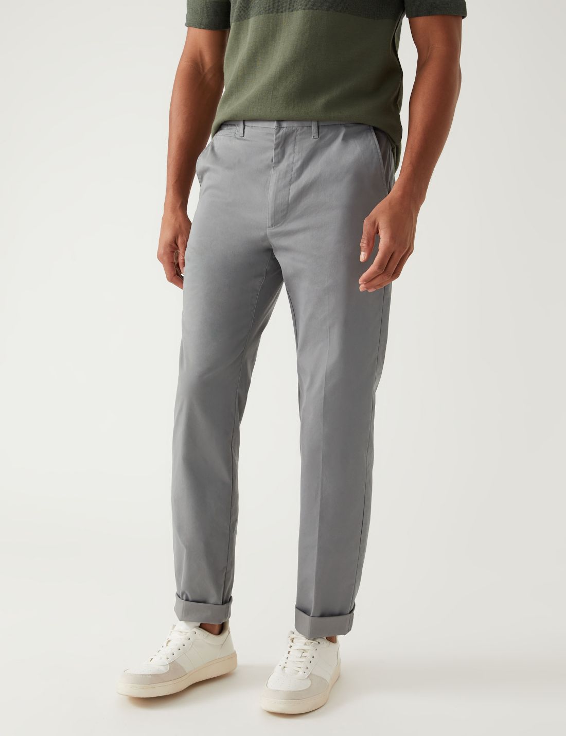 Regular Fit Hafif Dokulu Chino Pantolon