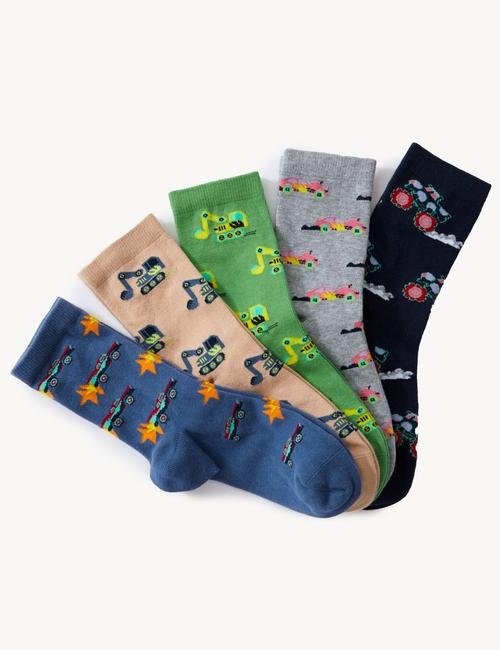 Multi Renk 5'li Araba Desenli Çorap