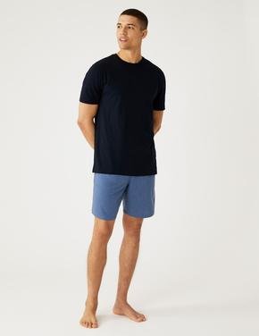 Erkek Mavi Regular Fit Kısa Kollu Pijama Takımı