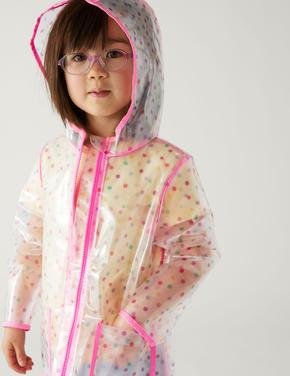 Kız Çocuk Multi Renk Kapüşonlu Transparan Yağmurluk (2-7 Yaş)