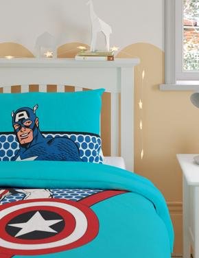 Ev Mavi Captain America™ Çift Taraflı Nevresim Takımı