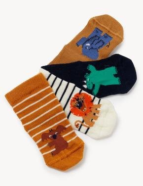 Çocuk Multi Renk 4'lü Hayvan Desenli Bebek Çorabı (0-3 Yaş)