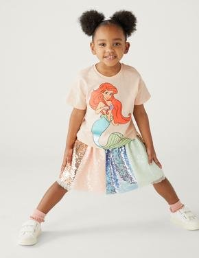 Kız Çocuk Bej Saf Pamuklu Disney Princess™ T-Shirt (2-7 Yaş)