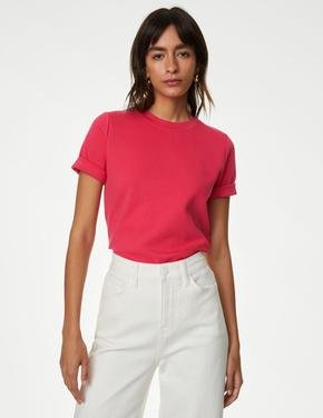 Kadın Kırmızı Regular Fit Kısa Kollu T-Shirt