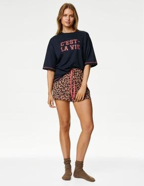 Kadın Kahverengi Cool Comfort™ Leopar Desenli Pijama Altı