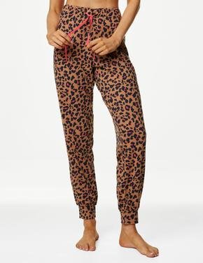Kadın Kahverengi Cool Comfort™ Leopar Desenli Pijama Altı
