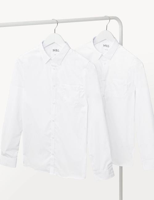Beyaz 2'li Slim Fit Uzun Kollu Gömlek (2-18 Yaş)