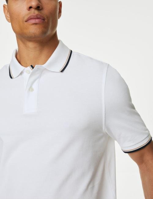 Beyaz Saf Pamuklu 2'li Polo Yaka T-Shirt Seti