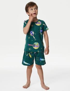 Çocuk Siyah Saf Pamuklu Kısa Kollu Pijama Takımı (1-8 Yaş)
