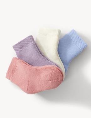 Çocuk Multi Renk 4'lü Havlu Bebek Çorabı (0-2 Yaş)