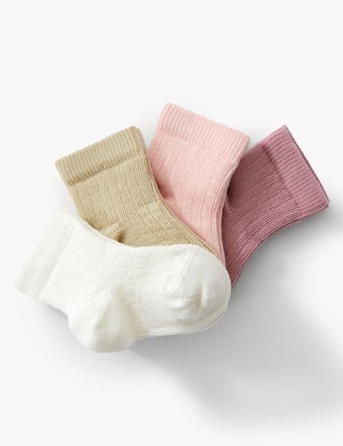 Multi Renk 4'lü Fitil Detaylı Bebek Çorabı (0-3 Yaş)