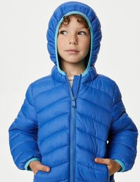 Erkek Çocuk Mavi Stormwear™ Kapüşonlu Puffer Şişme Mont (2-7 Yaş)