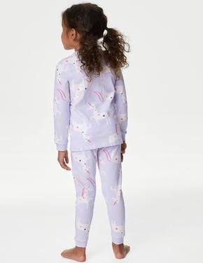 Çocuk Mavi Unicorn Desenli Uzun Kollu Pijama Takımı (1-8 Yaş)