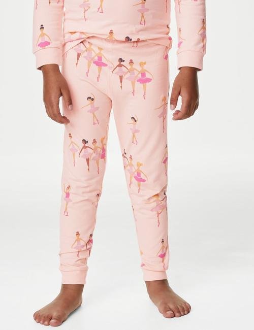 Pembe Balerin Desenli Uzun Kollu Pijama Takımı (1-8 Yaş)