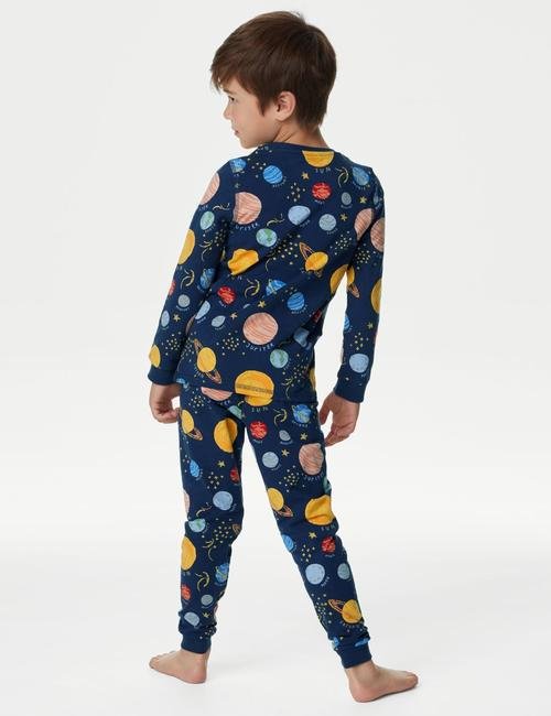 Gri Uzay Temalı Uzun Kollu Pijama Takımı (1-8 Yaş)