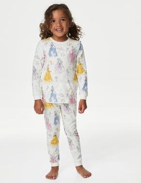 Çocuk Krem Disney Princess™ Uzun Kollu Pijama Takımı (2-10 Yaş)