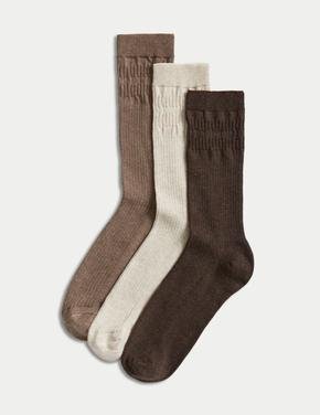 Erkek Kahverengi 3'lü Yumuşak Dokulu Çorap Seti